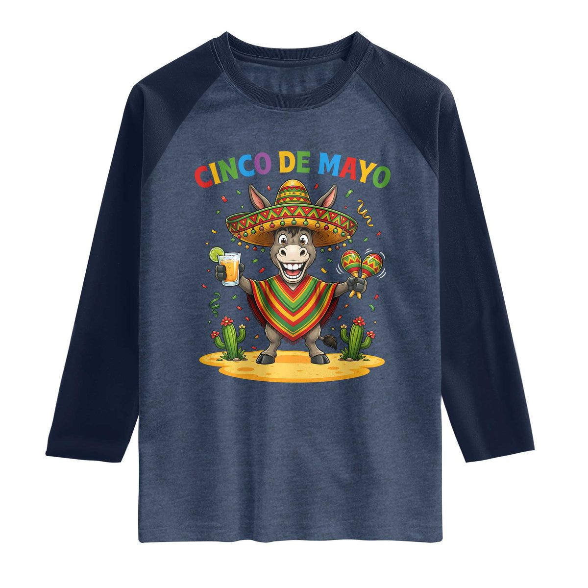 Cinco de Mayo Donkey Mexican Fiesta Raglan Shirt