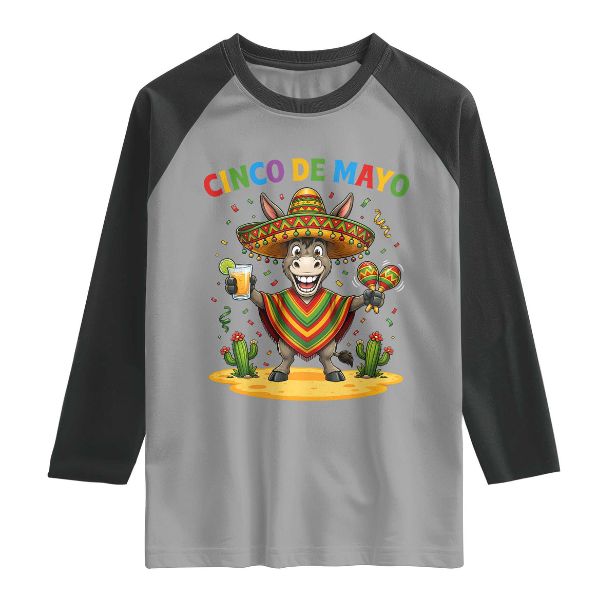Cinco de Mayo Donkey Mexican Fiesta Raglan Shirt