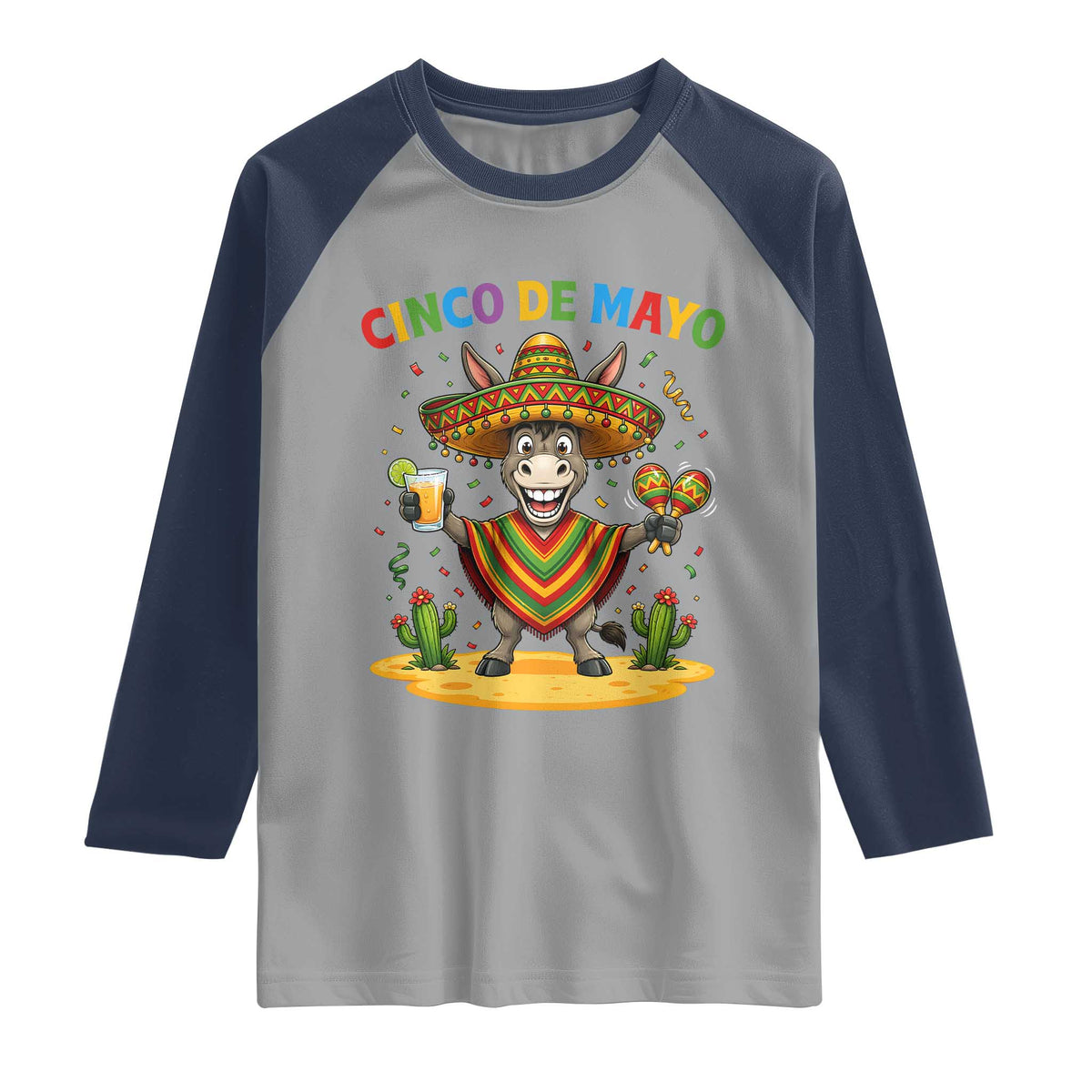 Cinco de Mayo Donkey Mexican Fiesta Raglan Shirt
