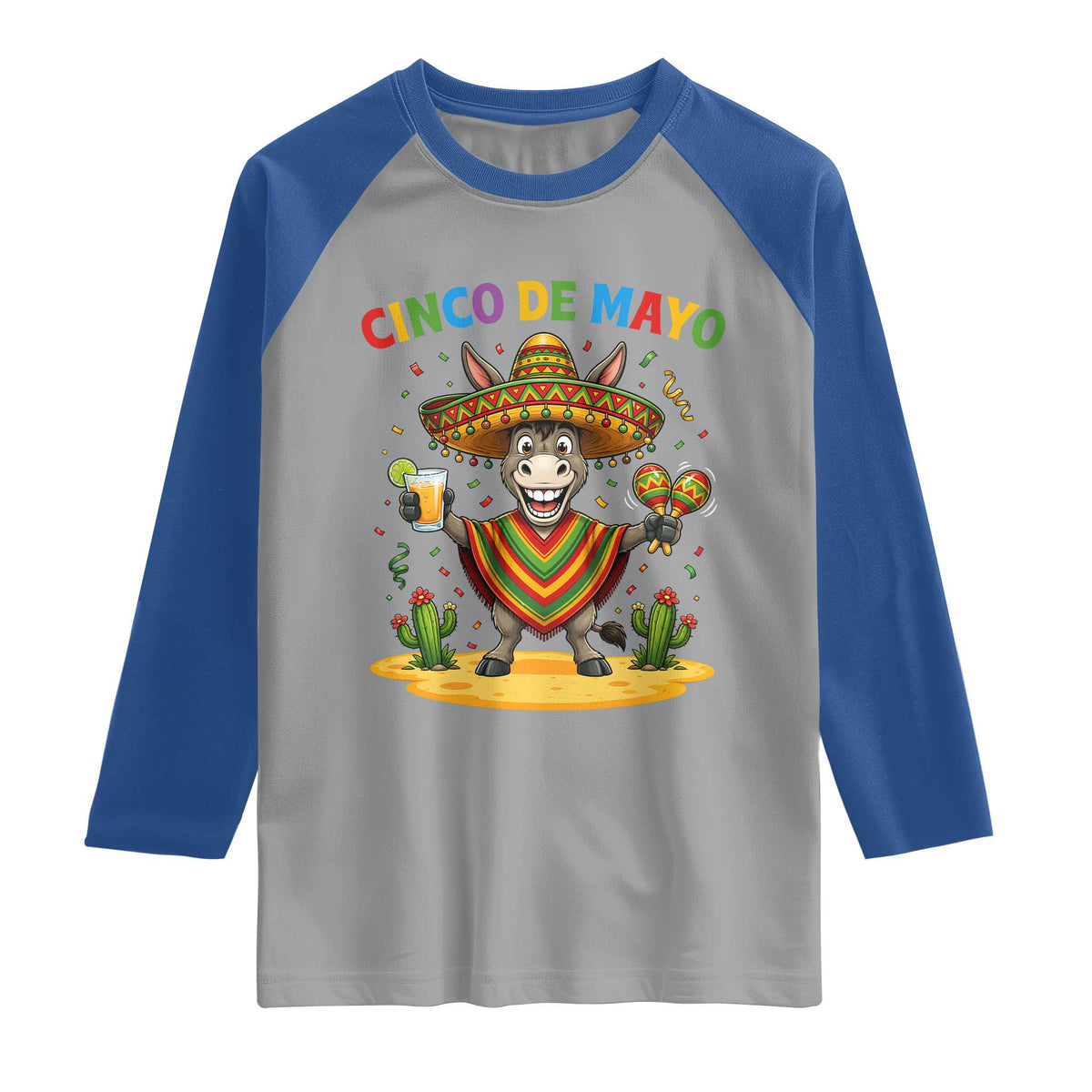 Cinco de Mayo Donkey Mexican Fiesta Raglan Shirt