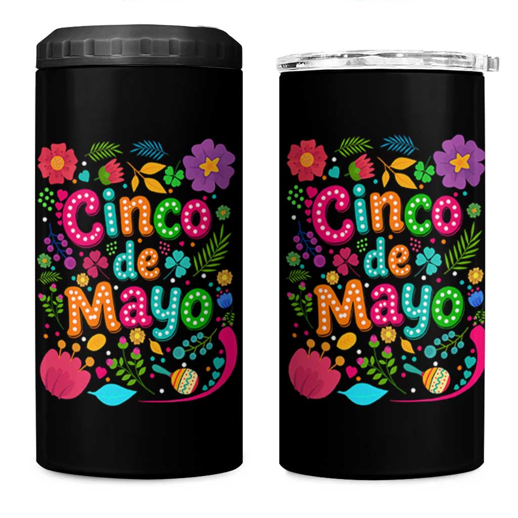 Cinco de Mayo 4 in 1 Can Cooler Tumbler Funny Mexican Fiesta