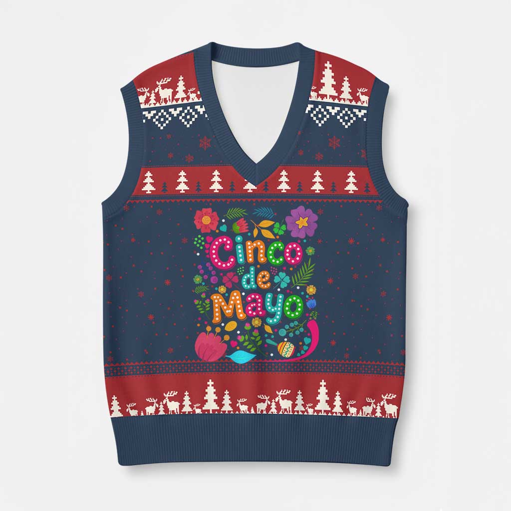 Cinco de Mayo V-Neck Knit Sweater Vest Funny Mexican Fiesta