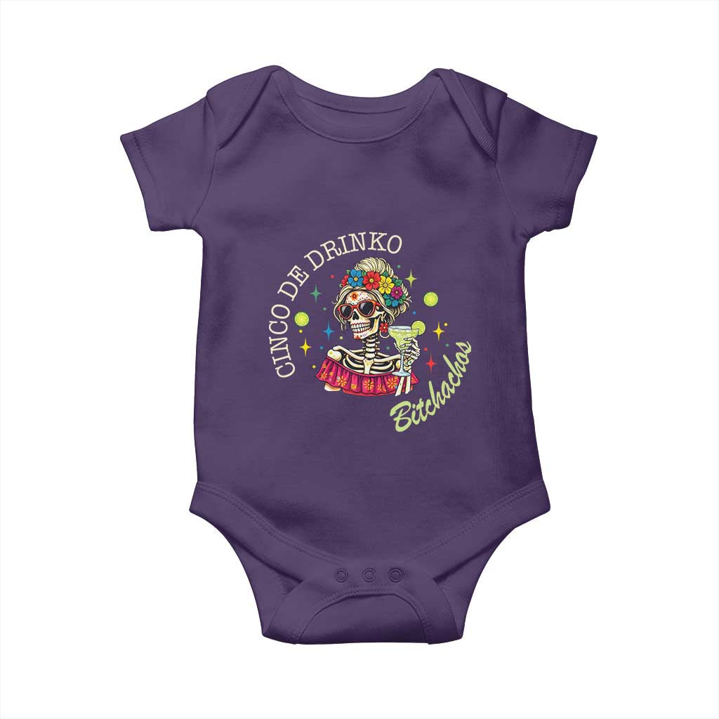 Cinco De Drinko Bitchachos Baby Onesie Funny Skeleton Drinking Margarita Fiesta Party