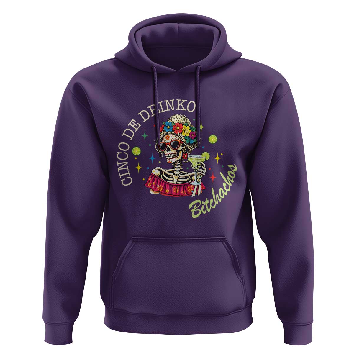 Cinco De Drinko Bitchachos Hoodie Funny Skeleton Drinking Margarita Fiesta Party