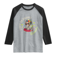 Cinco De Drinko Bitchachos Raglan Shirt Funny Skeleton Drinking Margarita Fiesta Party