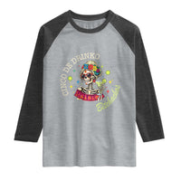 Cinco De Drinko Bitchachos Raglan Shirt Funny Skeleton Drinking Margarita Fiesta Party