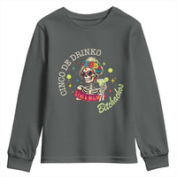 Cinco De Drinko Bitchachos Youth Sweatshirt Funny Skeleton Drinking Margarita Fiesta Party