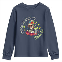Cinco De Drinko Bitchachos Youth Sweatshirt Funny Skeleton Drinking Margarita Fiesta Party