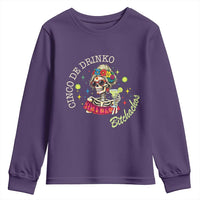 Cinco De Drinko Bitchachos Youth Sweatshirt Funny Skeleton Drinking Margarita Fiesta Party