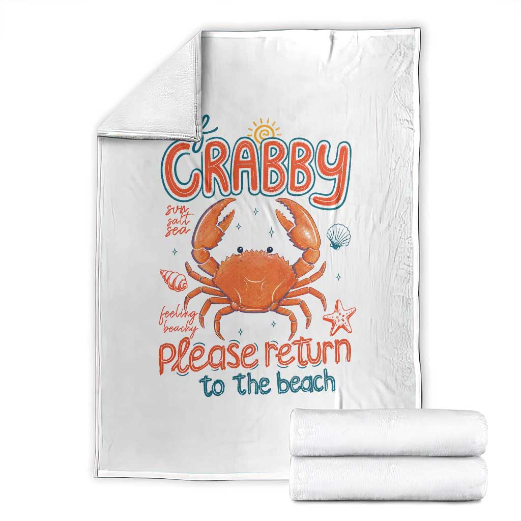 If Crabby Please Return To The Beach Throw Blanket Funny Crab Summer Vacatiion