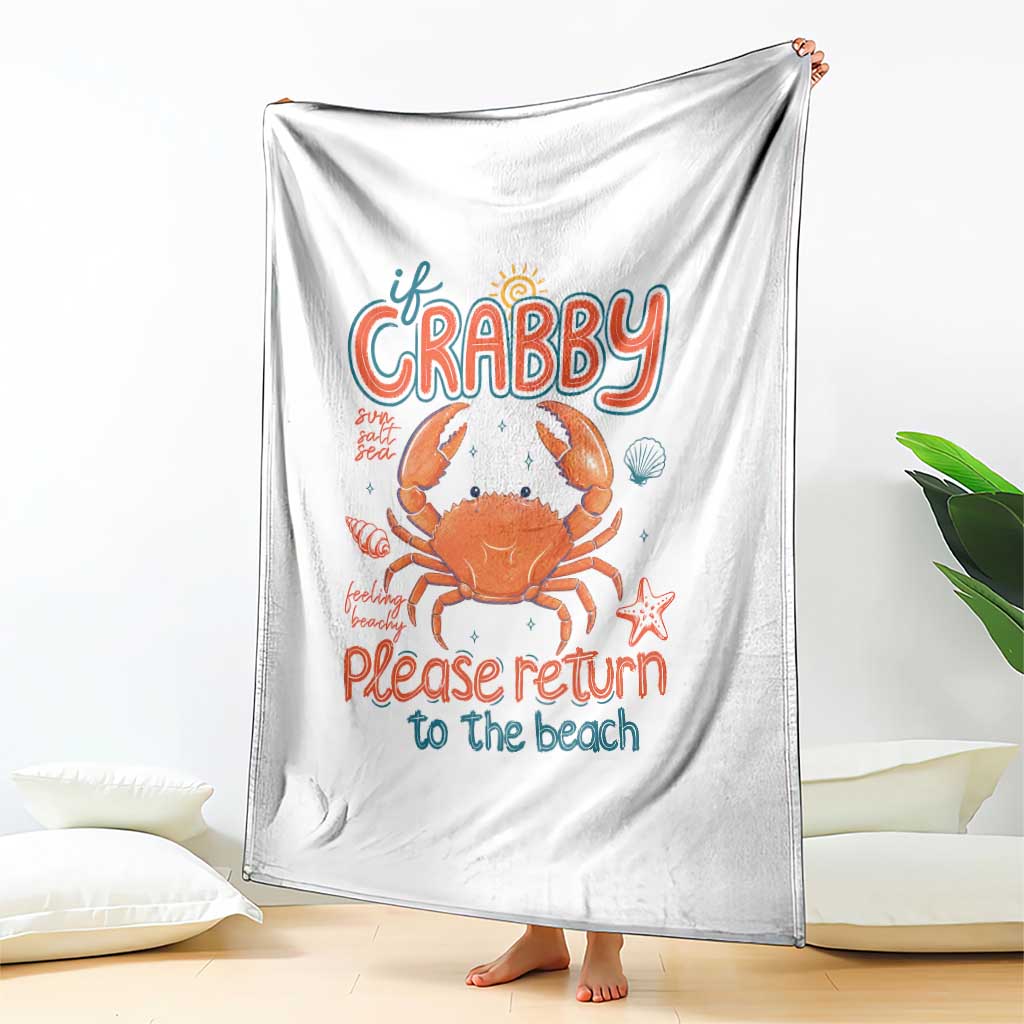 If Crabby Please Return To The Beach Throw Blanket Funny Crab Summer Vacatiion