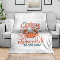 If Crabby Please Return To The Beach Throw Blanket Funny Crab Summer Vacatiion