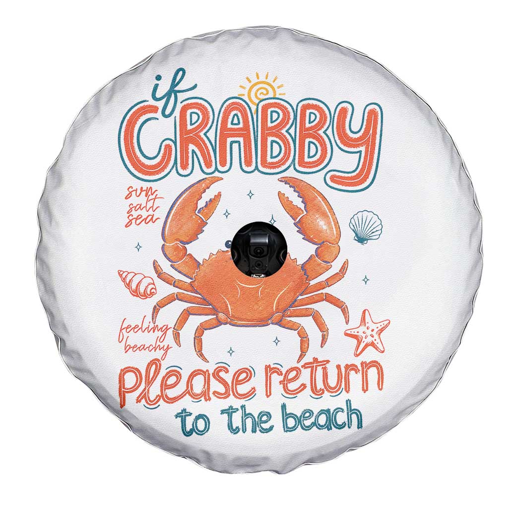If Crabby Please Return To The Beach Spare Tire Cover Funny Crab Summer Vacatiion