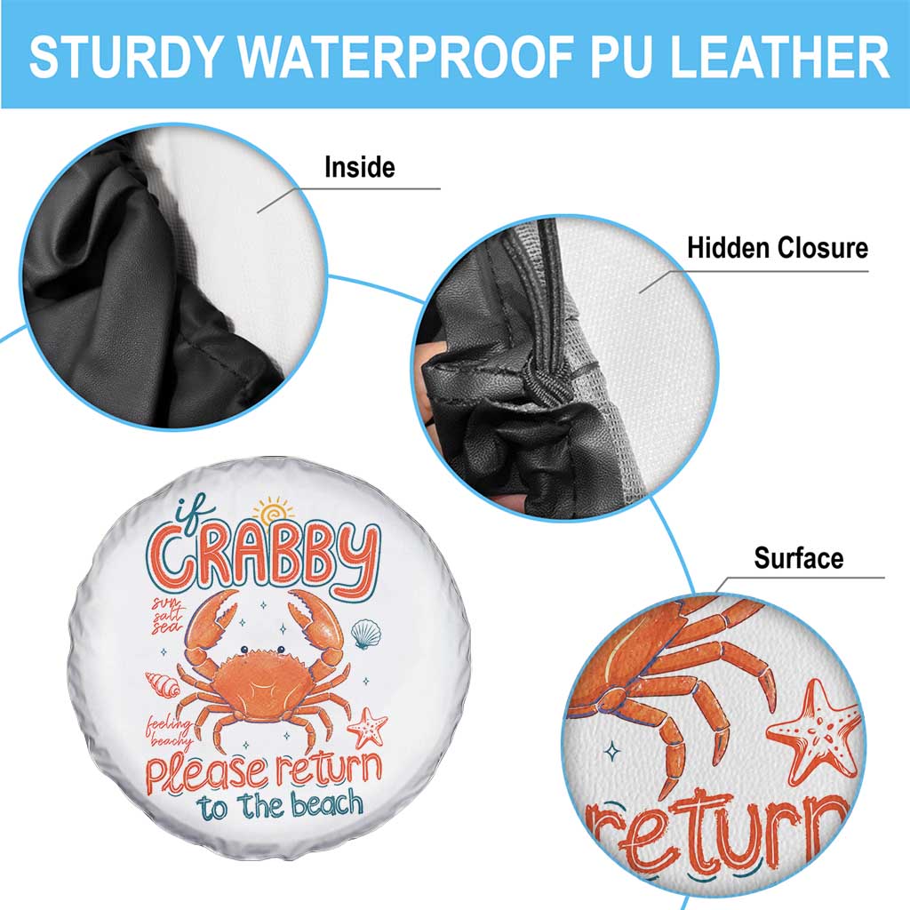 If Crabby Please Return To The Beach Spare Tire Cover Funny Crab Summer Vacatiion