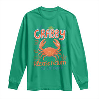 If Crabby Please Return To The Beach Long Sleeve Shirt Funny Crab Summer Vacatiion
