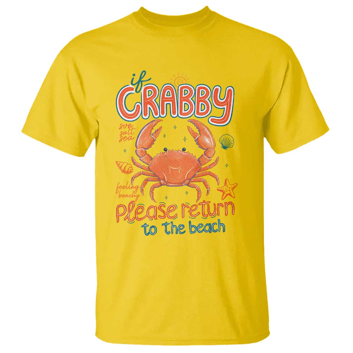 If Crabby Please Return To The Beach T Shirt Funny Crab Summer Vacatiion