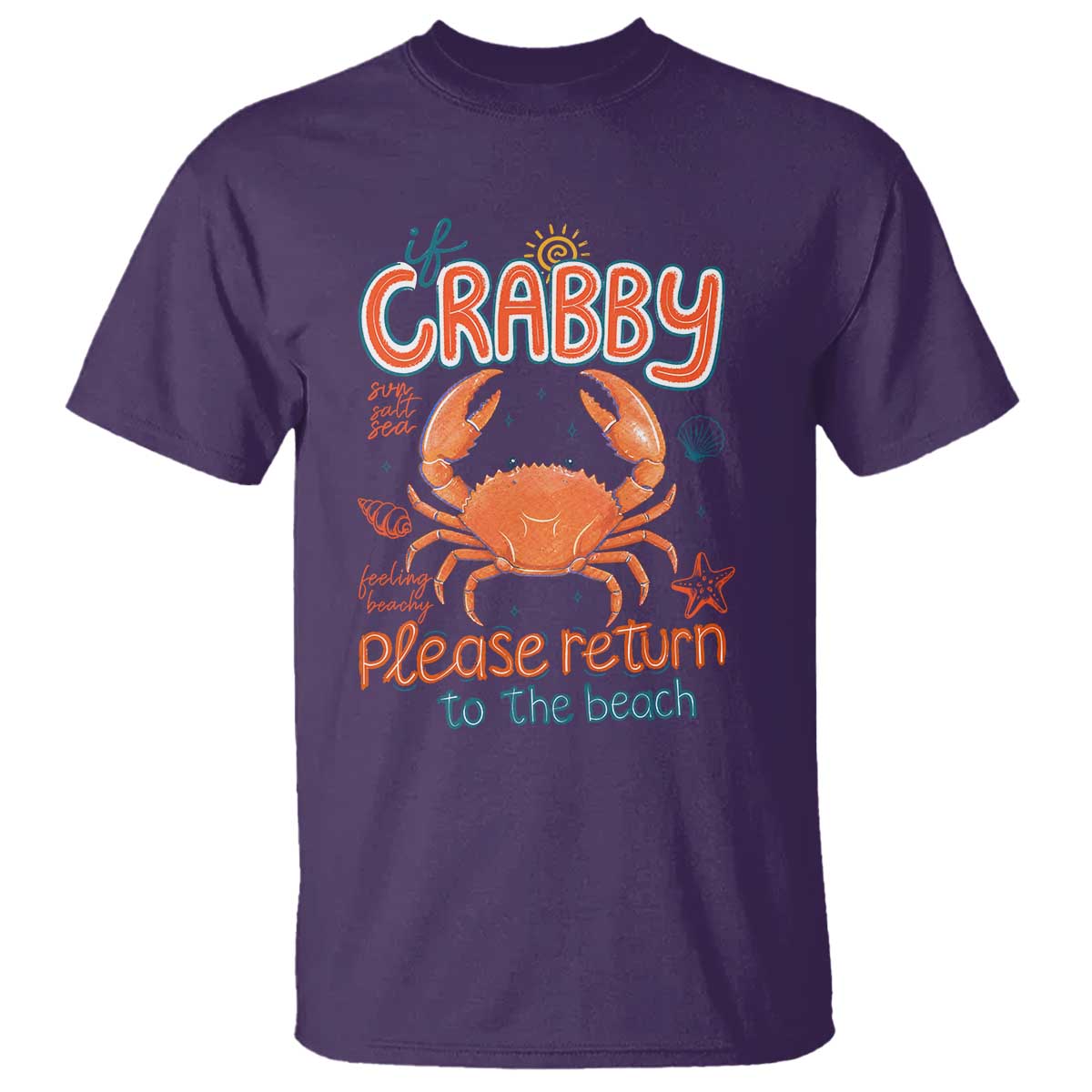 If Crabby Please Return To The Beach T Shirt Funny Crab Summer Vacatiion