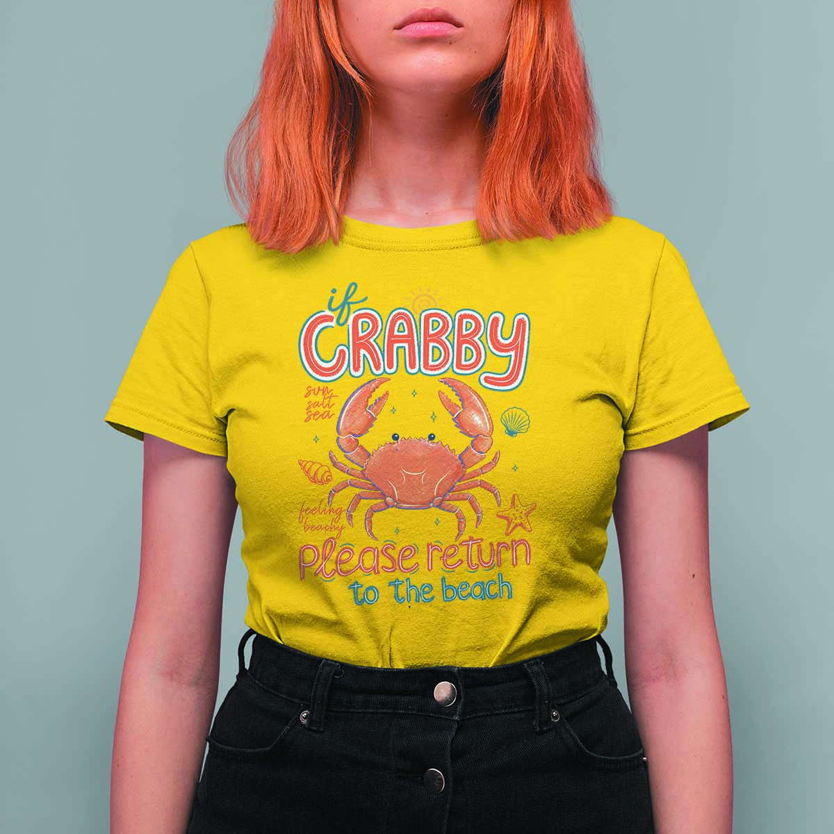 If Crabby Please Return To The Beach T Shirt For Women Funny Crab Summer Vacatiion