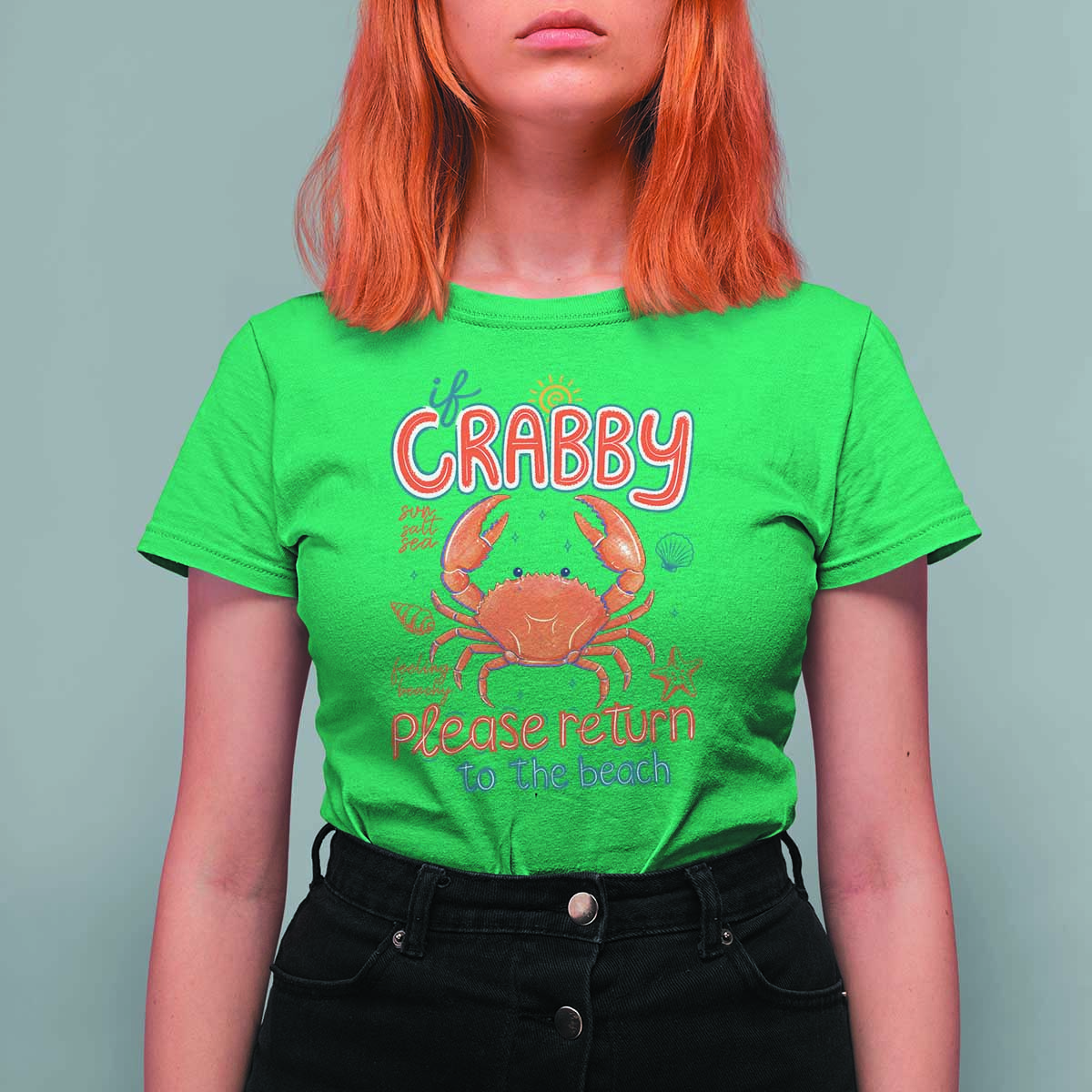 If Crabby Please Return To The Beach T Shirt For Women Funny Crab Summer Vacatiion
