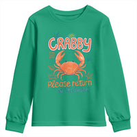 If Crabby Please Return To The Beach Youth Sweatshirt Funny Crab Summer Vacatiion