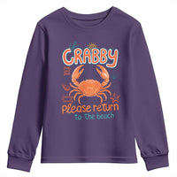 If Crabby Please Return To The Beach Youth Sweatshirt Funny Crab Summer Vacatiion