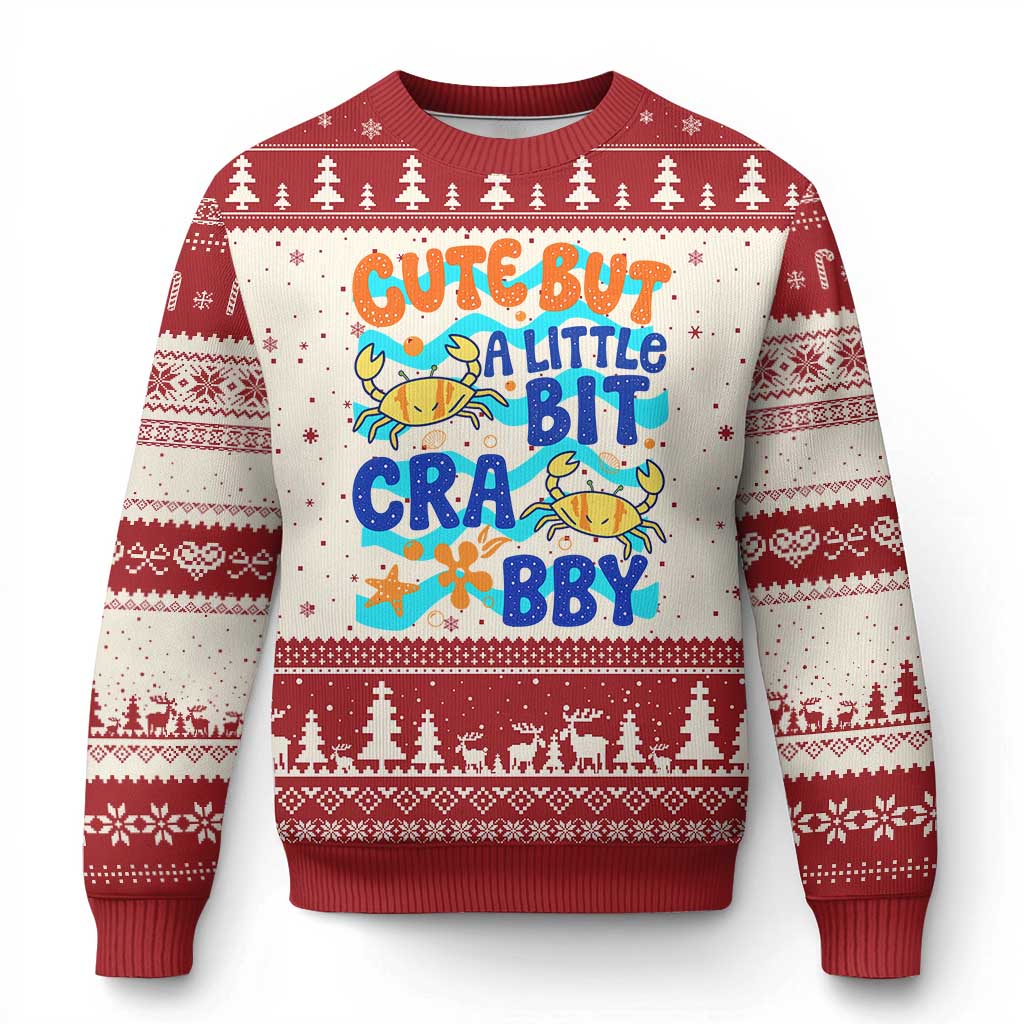 Cute But A Little Bit Crabby Ugly Christmas Sweater Beach Crab Summer Vacation