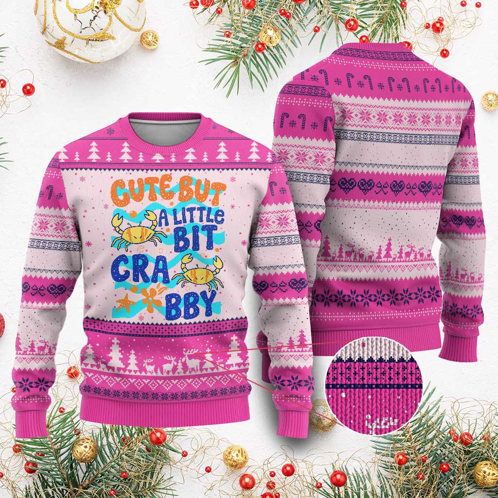 Cute But A Little Bit Crabby Ugly Christmas Sweater Beach Crab Summer Vacation