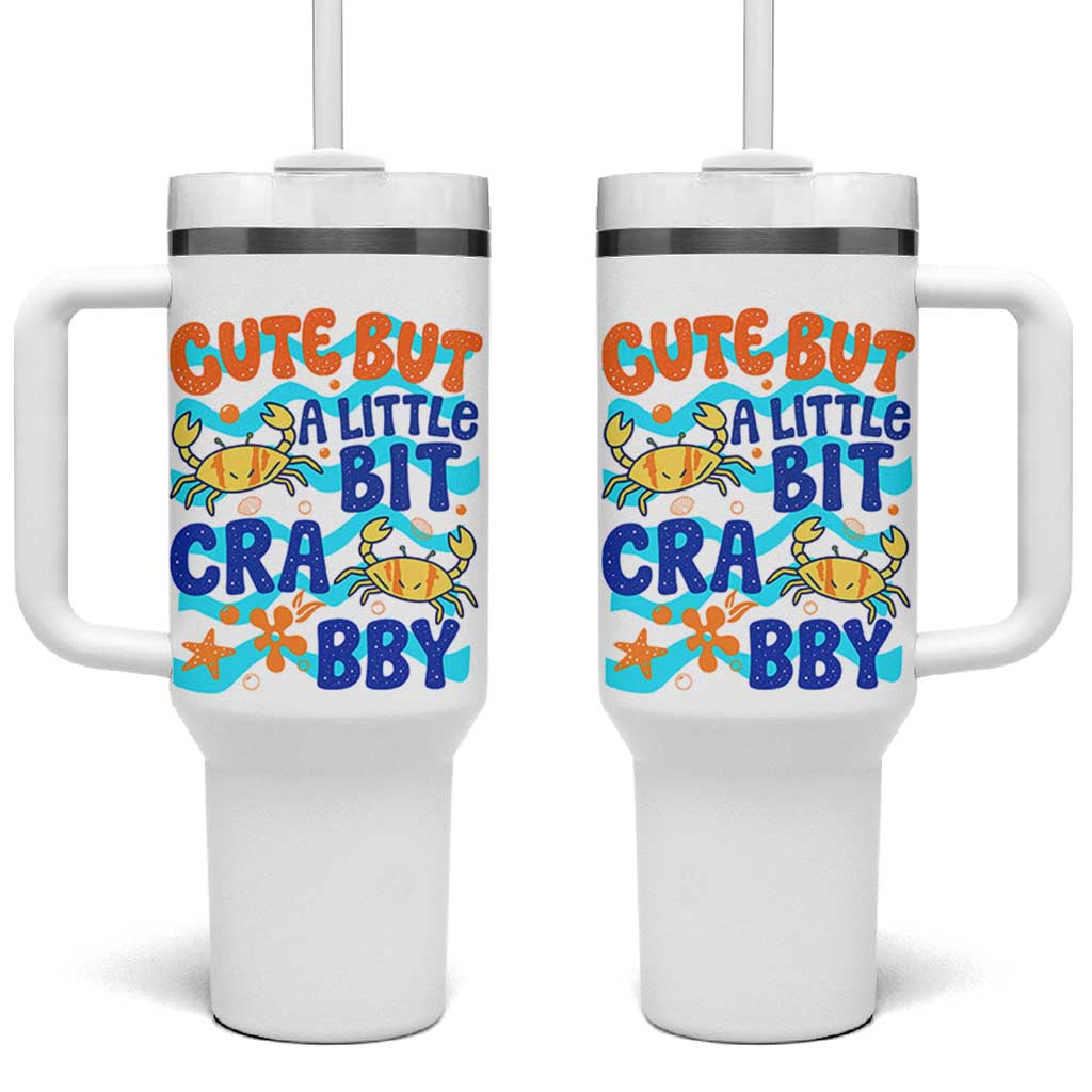 Cute But A Little Bit Crabby Tumbler With Handle Beach Crab Summer Vacation