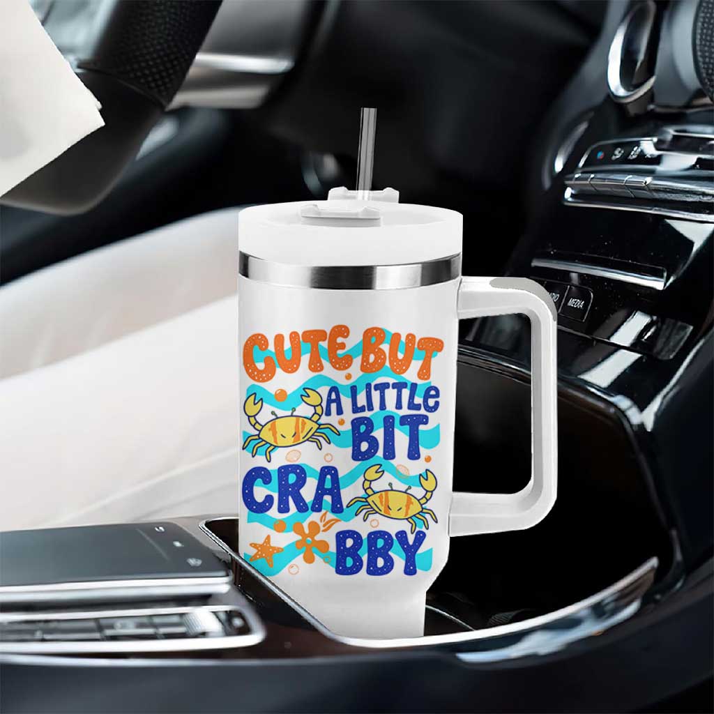 Cute But A Little Bit Crabby Tumbler With Handle Beach Crab Summer Vacation