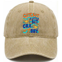 Cute But A Little Bit Crabby Washed Cotton Baseball Cap Beach Crab Summer Vacation