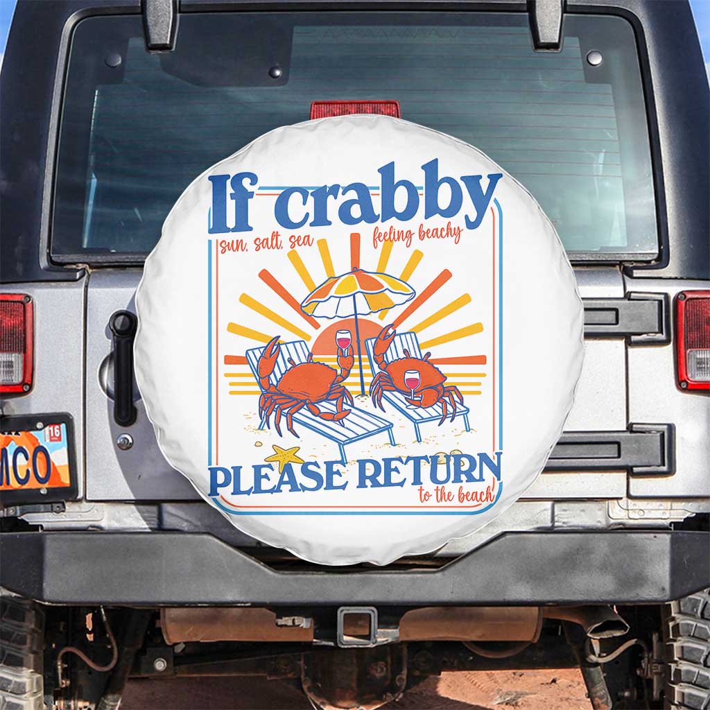 If Crabby Please Return To The Beach Spare Tire Cover Funny Summer Crab