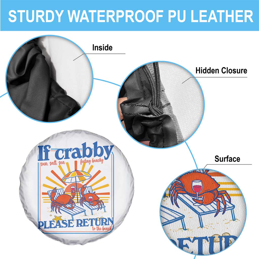 If Crabby Please Return To The Beach Spare Tire Cover Funny Summer Crab