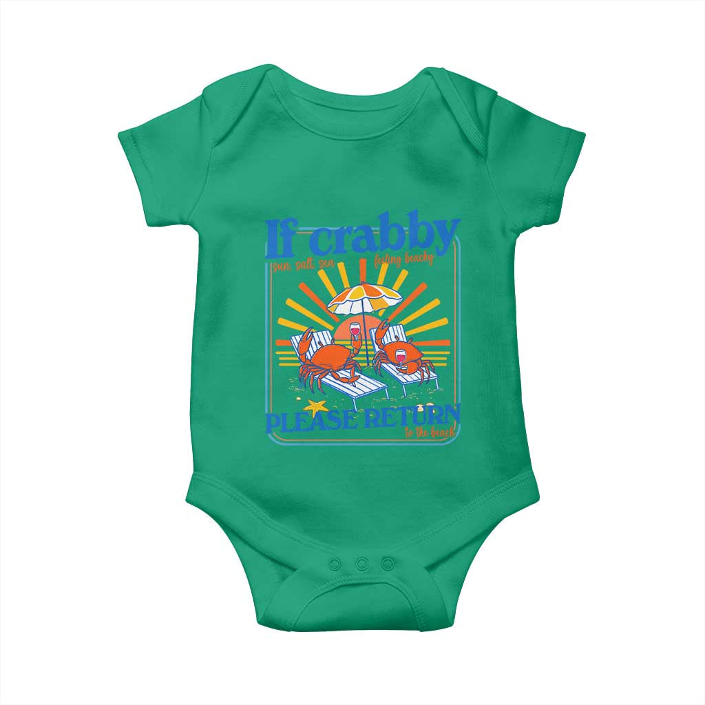 If Crabby Please Return To The Beach Baby Onesie Funny Summer Crab