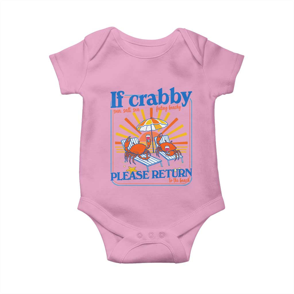 If Crabby Please Return To The Beach Baby Onesie Funny Summer Crab