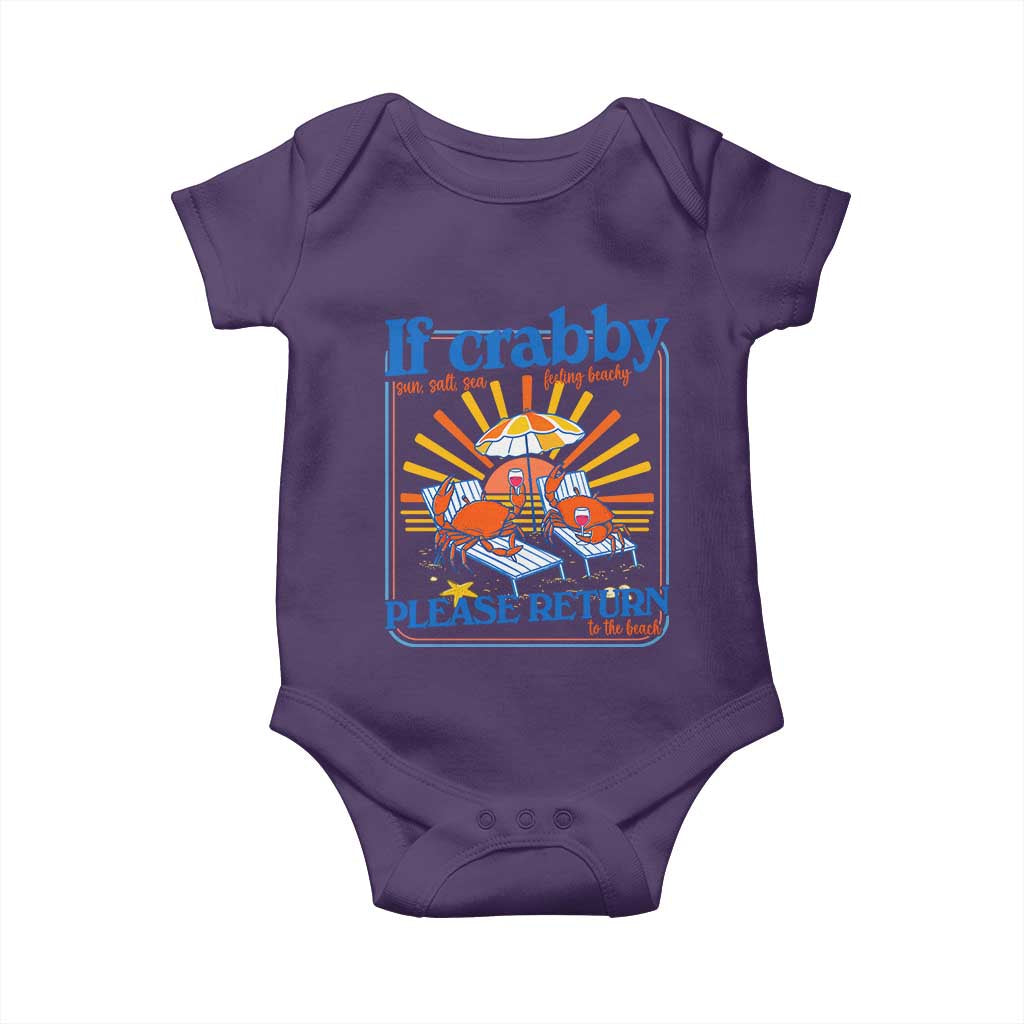If Crabby Please Return To The Beach Baby Onesie Funny Summer Crab