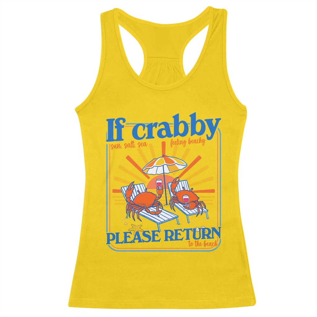 If Crabby Please Return To The Beach Racerback Tank Top Funny Summer Crab