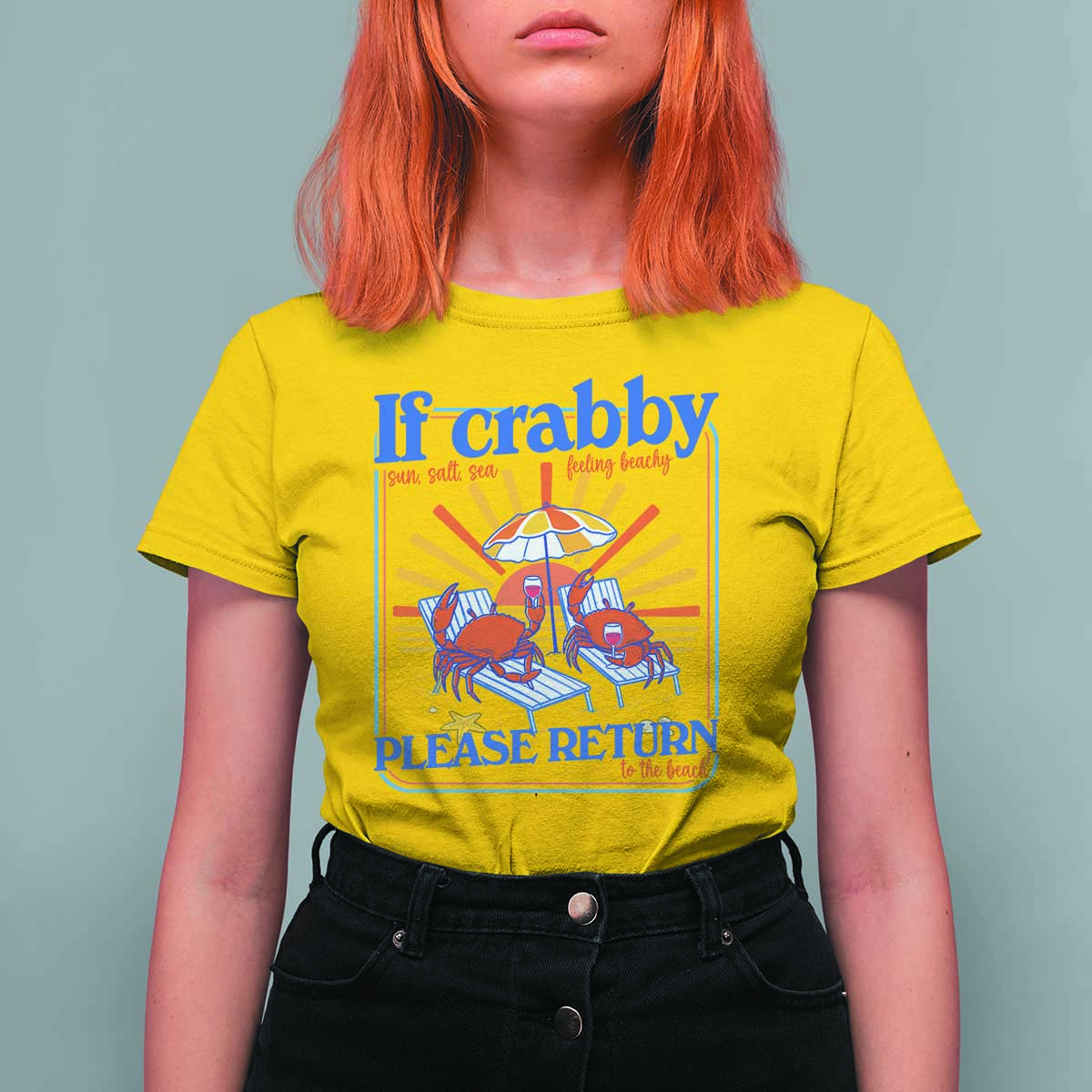 If Crabby Please Return To The Beach T Shirt For Women Funny Summer Crab