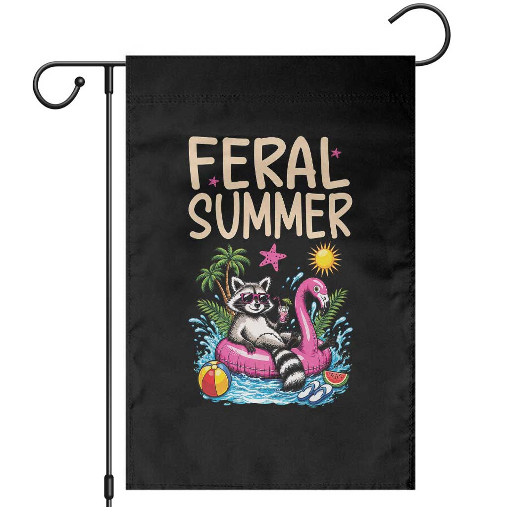 Funny Beach Raccoon Garden Flag Feral Summer Vacation Gift