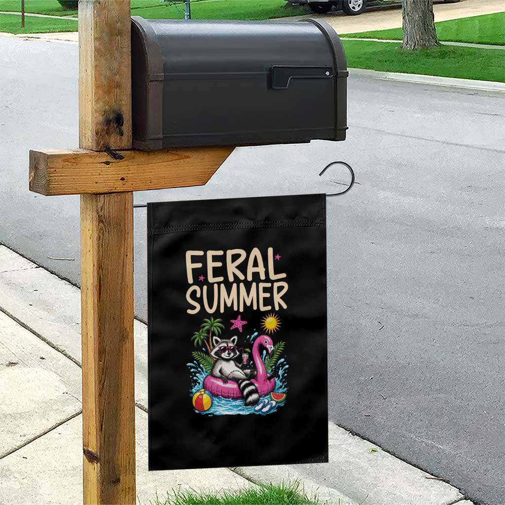 Funny Beach Raccoon Garden Flag Feral Summer Vacation Gift