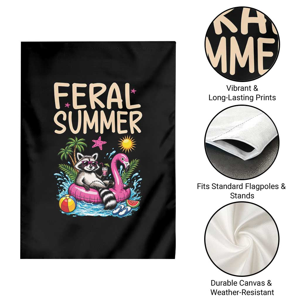 Funny Beach Raccoon Garden Flag Feral Summer Vacation Gift