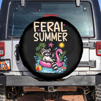 Funny Beach Raccoon Spare Tire Cover Feral Summer Vacation Gift