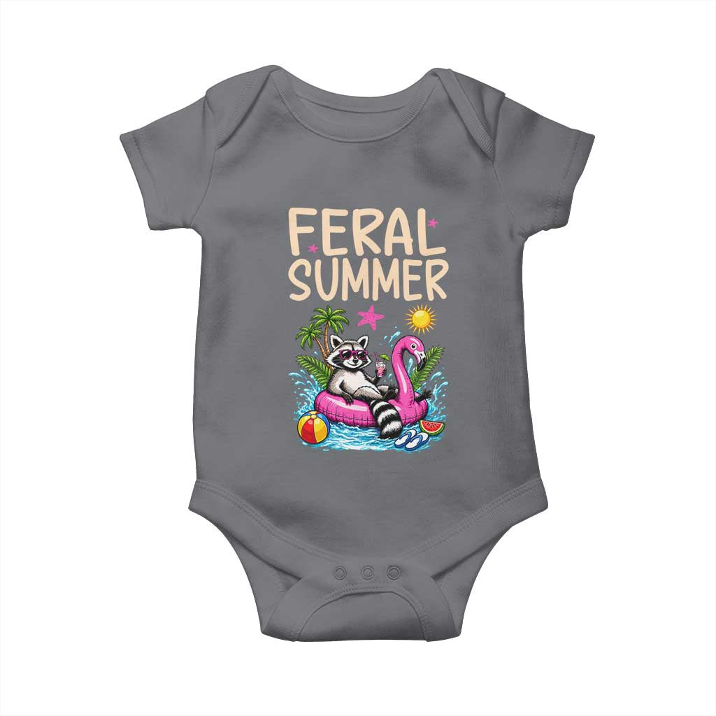 Funny Beach Raccoon Baby Onesie Feral Summer Vacation Gift