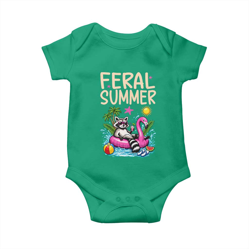 Funny Beach Raccoon Baby Onesie Feral Summer Vacation Gift