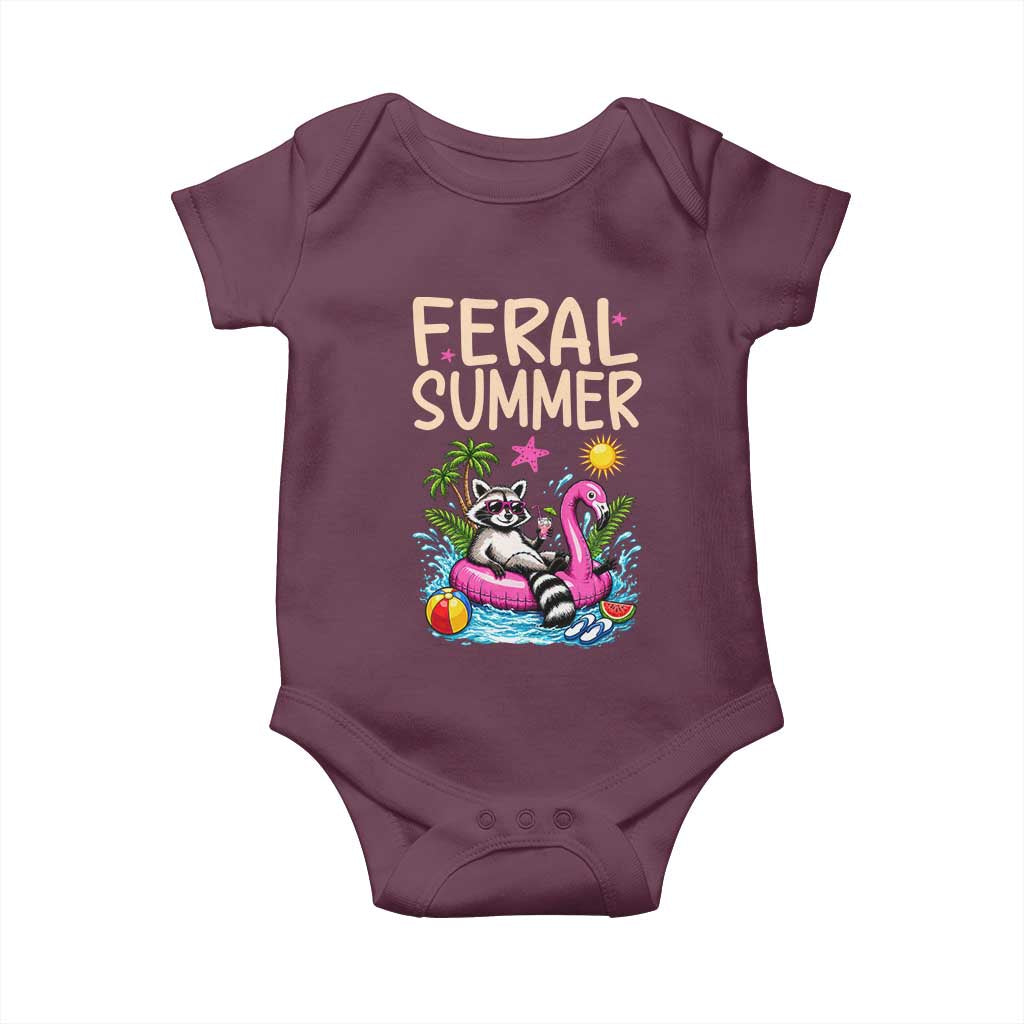 Funny Beach Raccoon Baby Onesie Feral Summer Vacation Gift