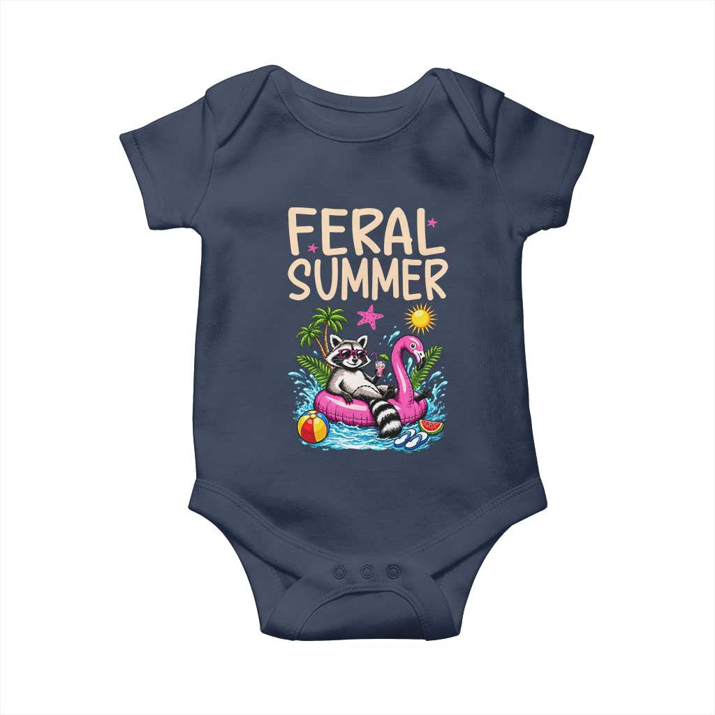 Funny Beach Raccoon Baby Onesie Feral Summer Vacation Gift