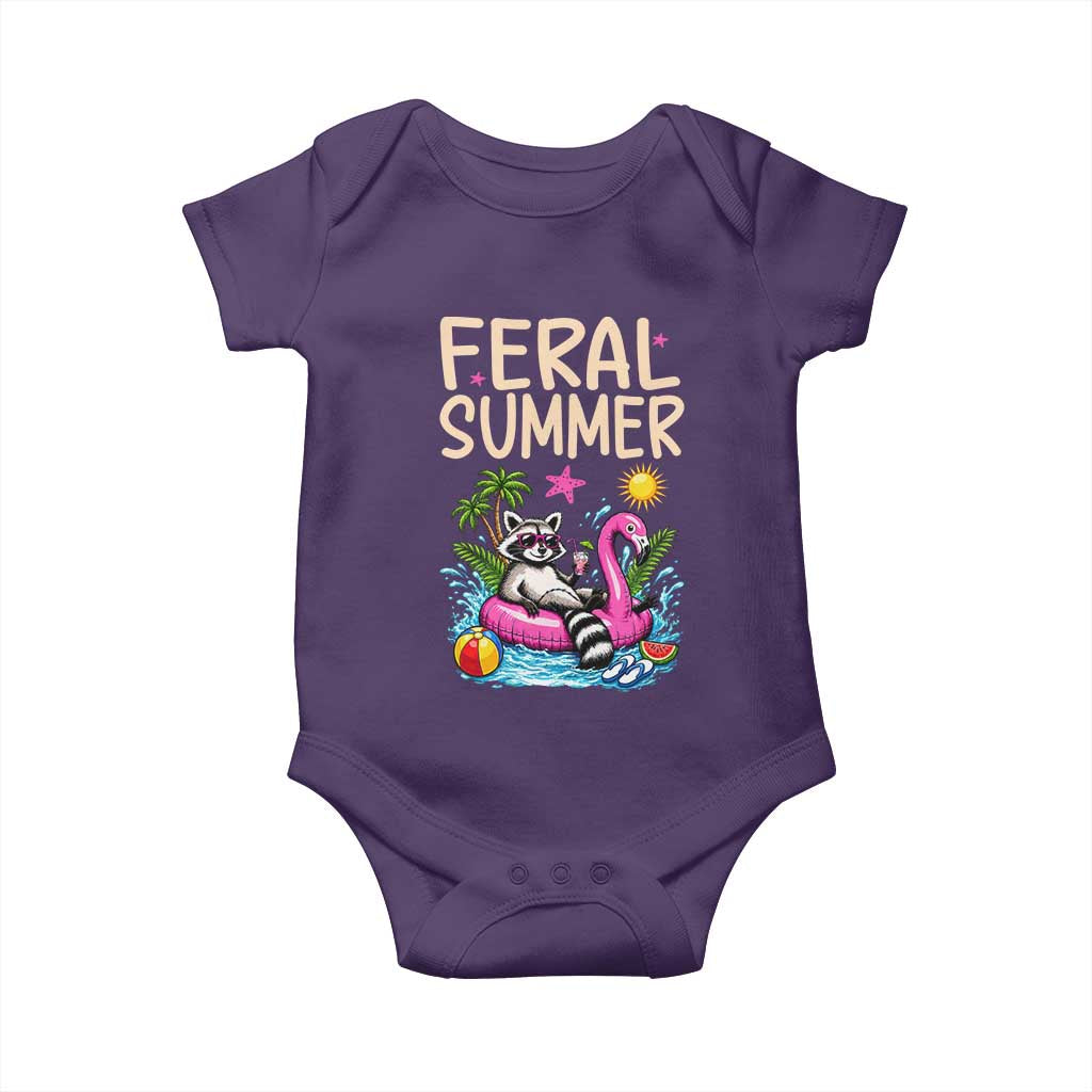 Funny Beach Raccoon Baby Onesie Feral Summer Vacation Gift