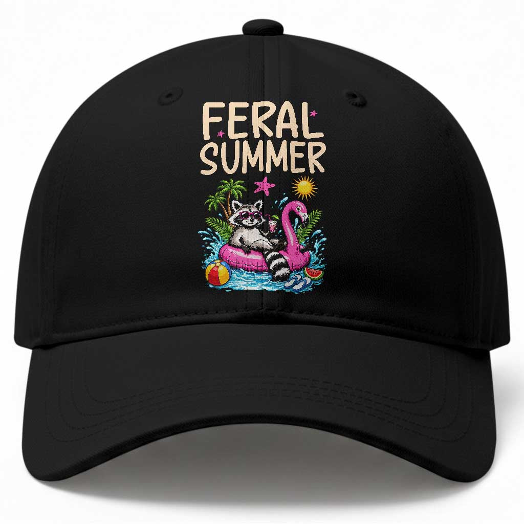 Funny Beach Raccoon Baseball Cap Feral Summer Vacation Gift
