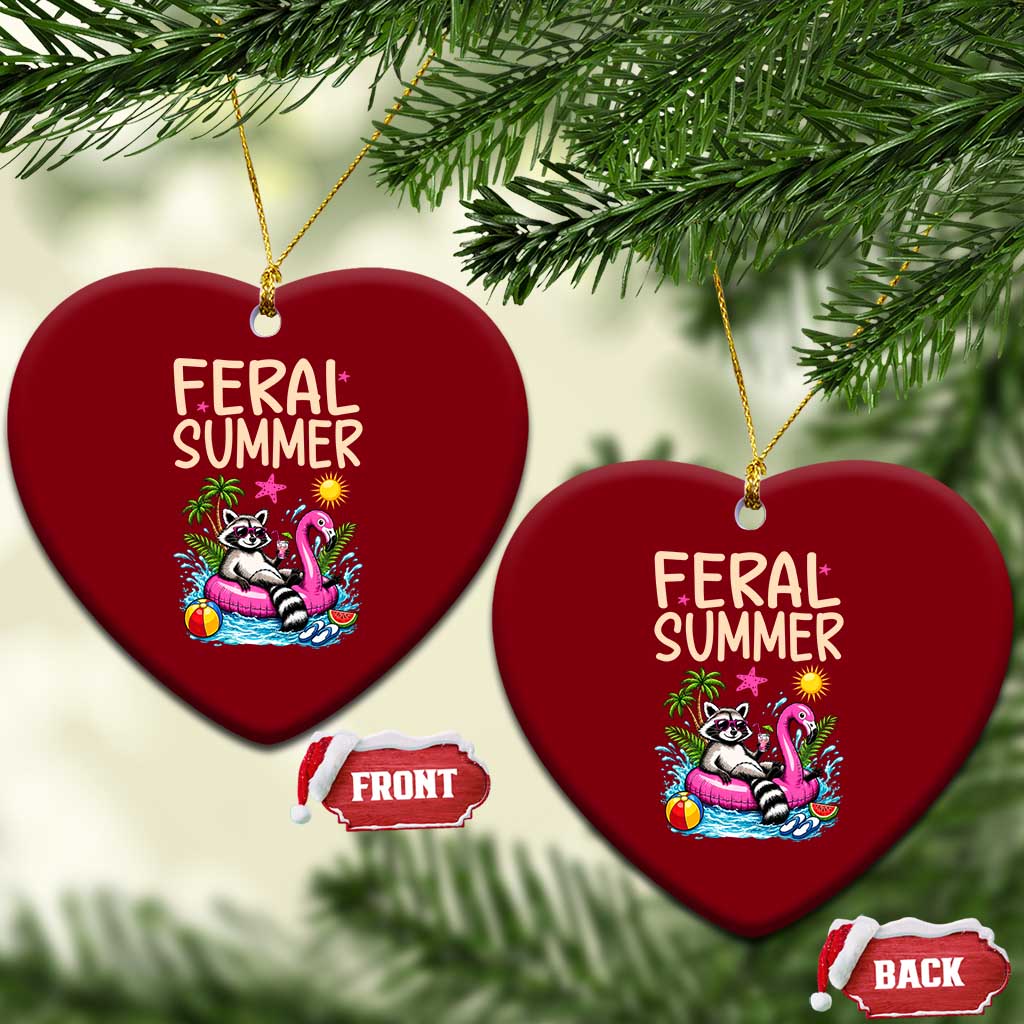 Funny Beach Raccoon Ceramic Ornament Feral Summer Vacation Gift