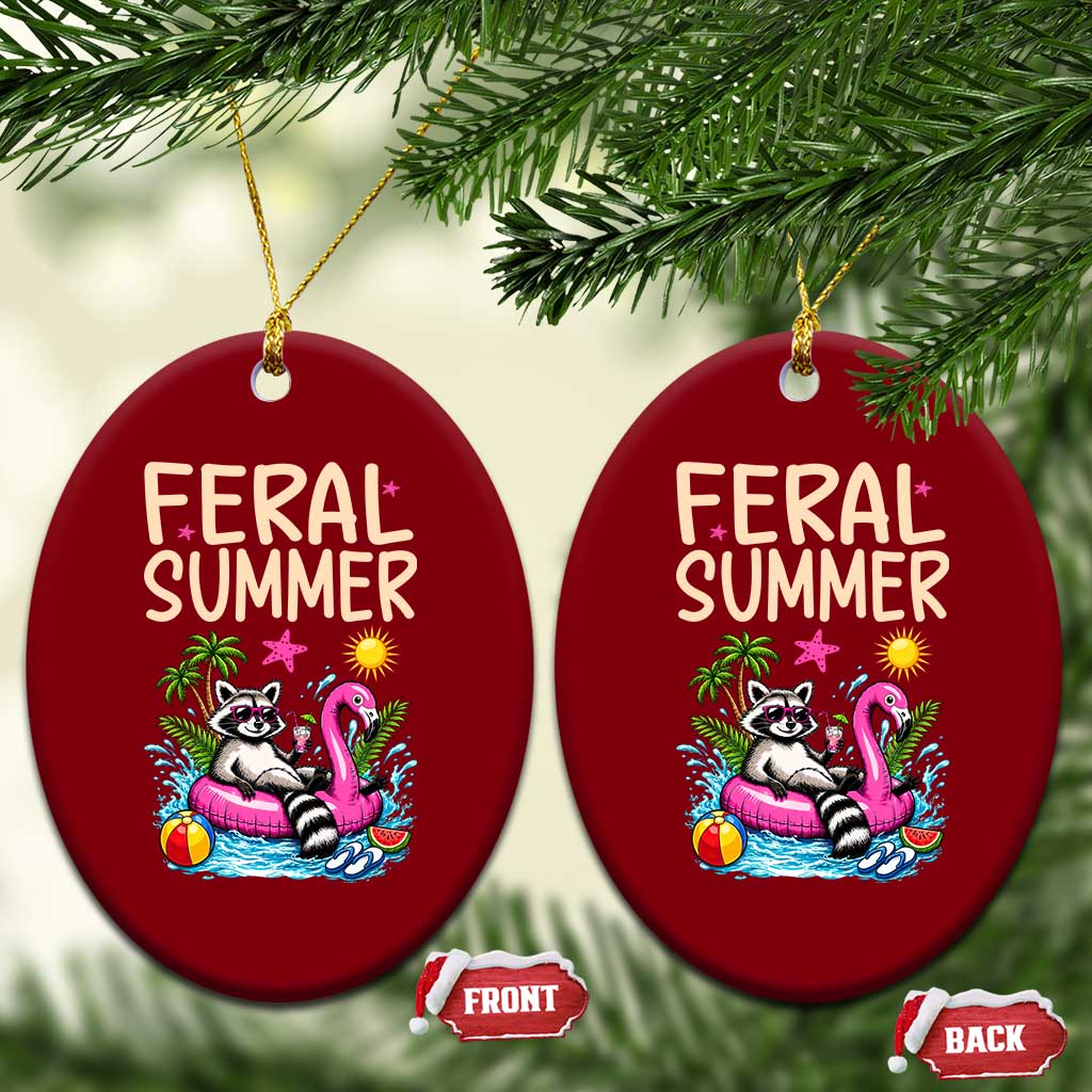 Funny Beach Raccoon Ceramic Ornament Feral Summer Vacation Gift