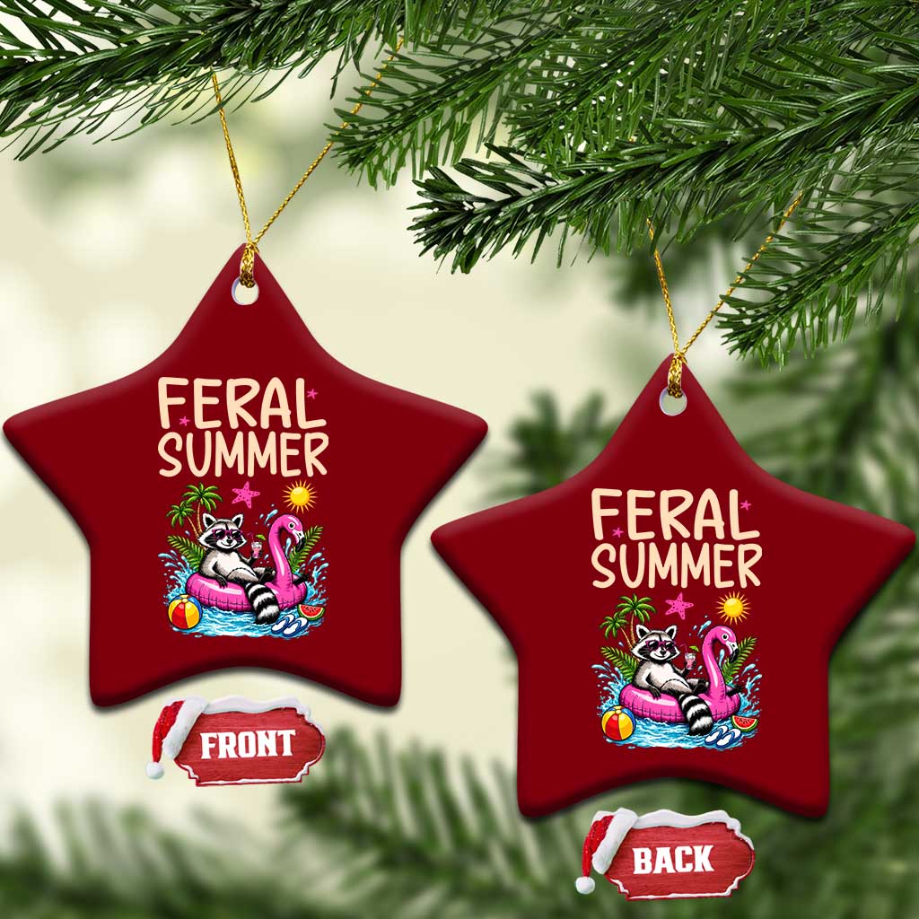 Funny Beach Raccoon Ceramic Ornament Feral Summer Vacation Gift